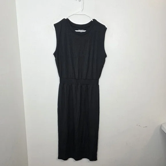 Athleta Black Santorini Cinch Sleeveless Stretchy Athleisure Midi Dress Size S - Picture 3 of 10